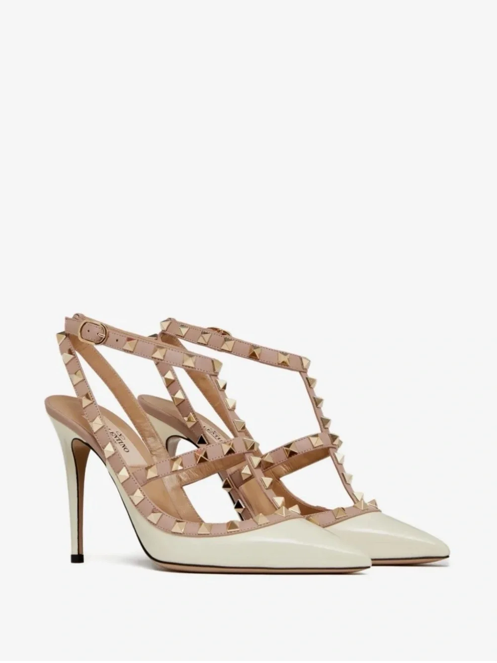 Valentino Garavani Rockstud Caged Pumps – Ivory/Poudre – Size 38 👠✨
